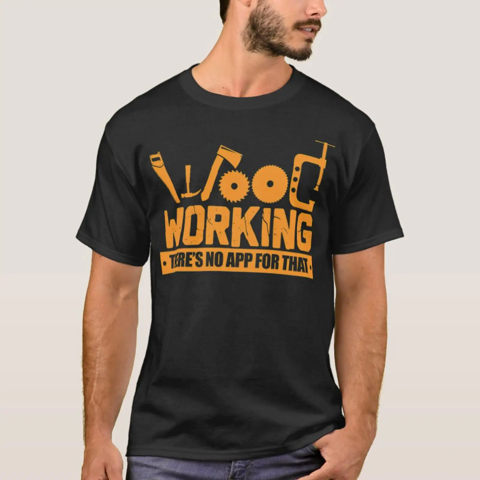 Woodworking Design App - T-shirt vintage pour homme, style décontracté,
