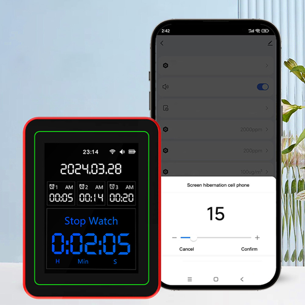 Woodworking App - Testeur WiFi portable 15-en-1 AQI PM0.3
