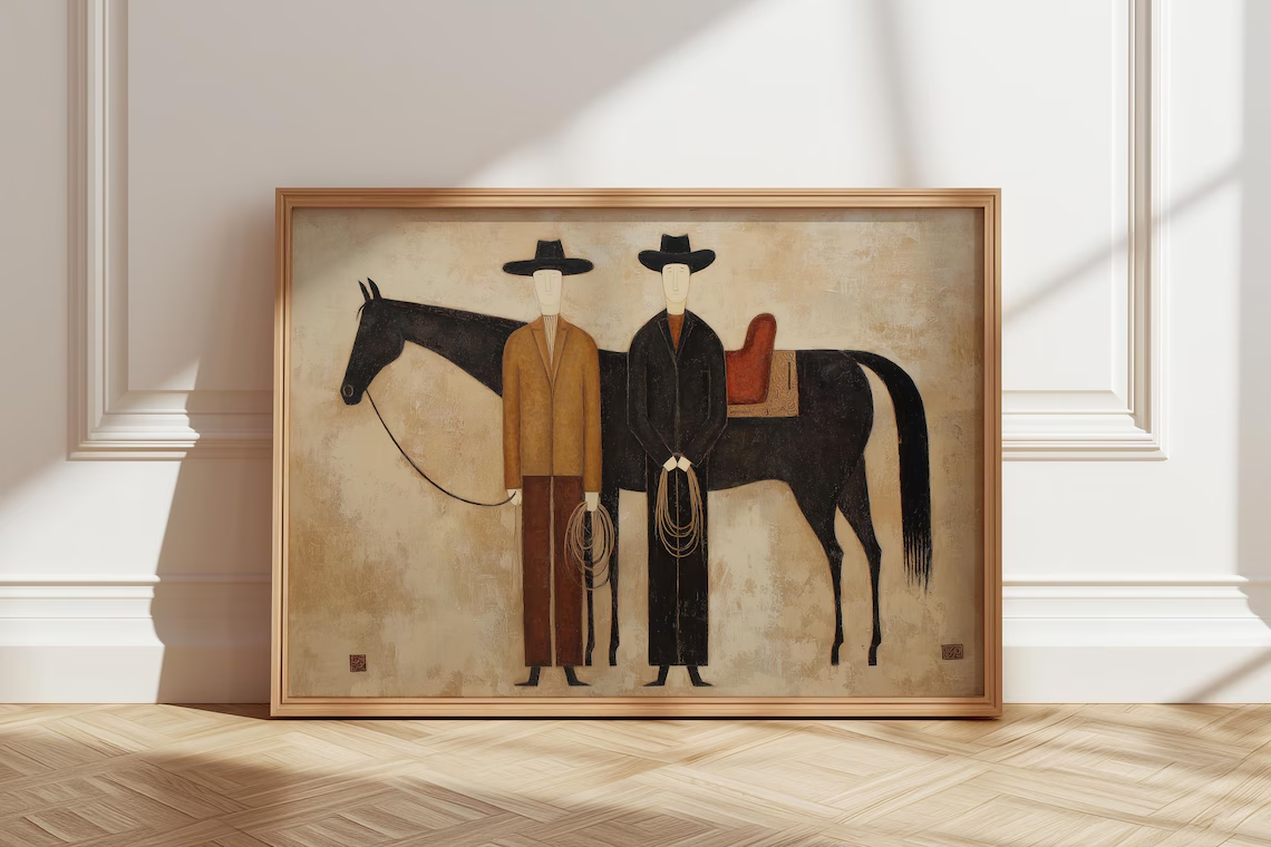 Woodworking Horse - Peinture à l'huile abstraite figurative de