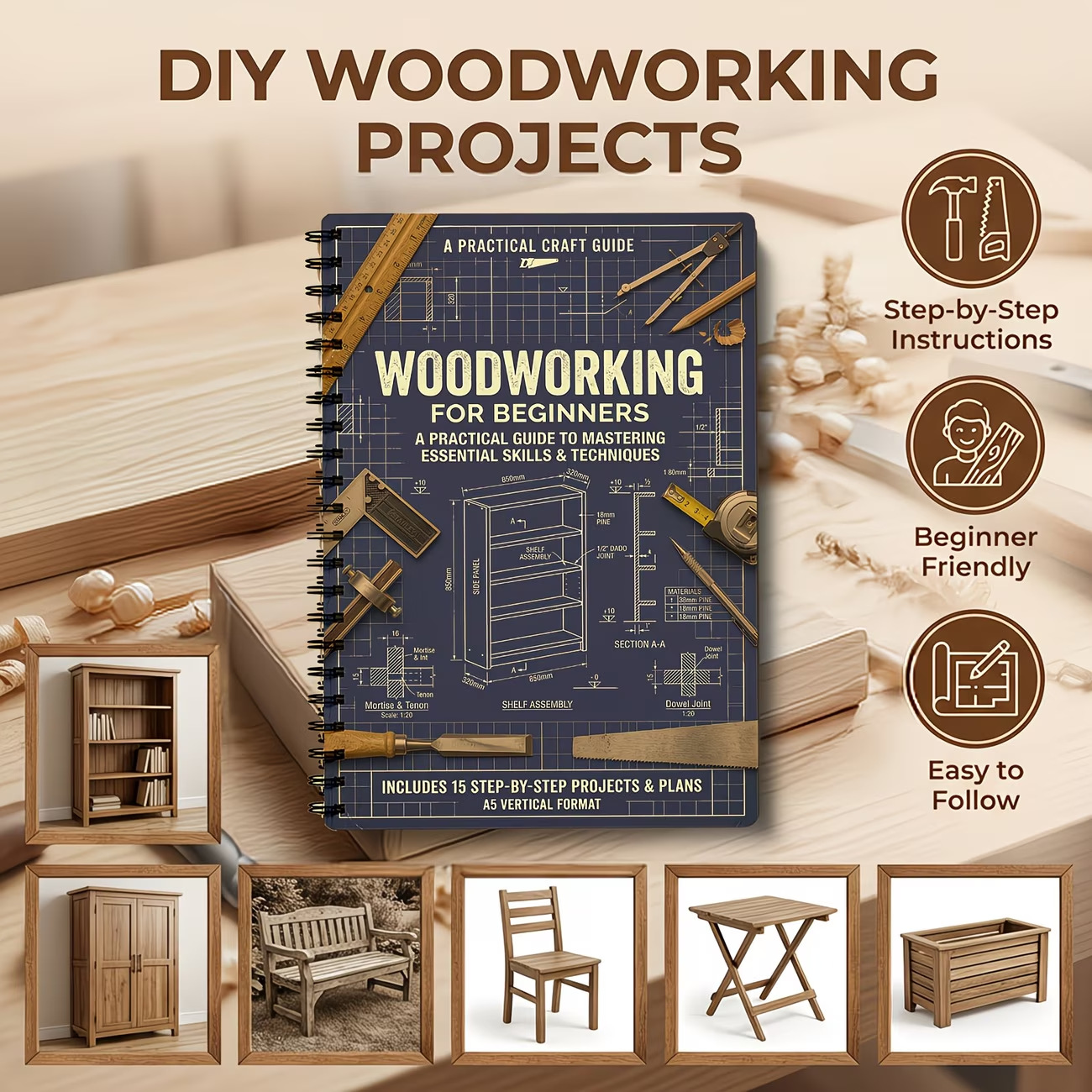 Carnet de notes vintage robust - Woodworking Ebook avis et prix