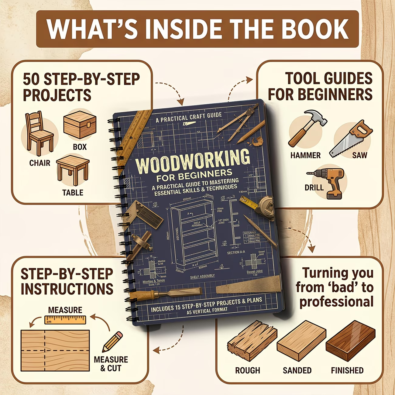 Carnet de notes vintage robust - Woodworking Ebook avis et prix