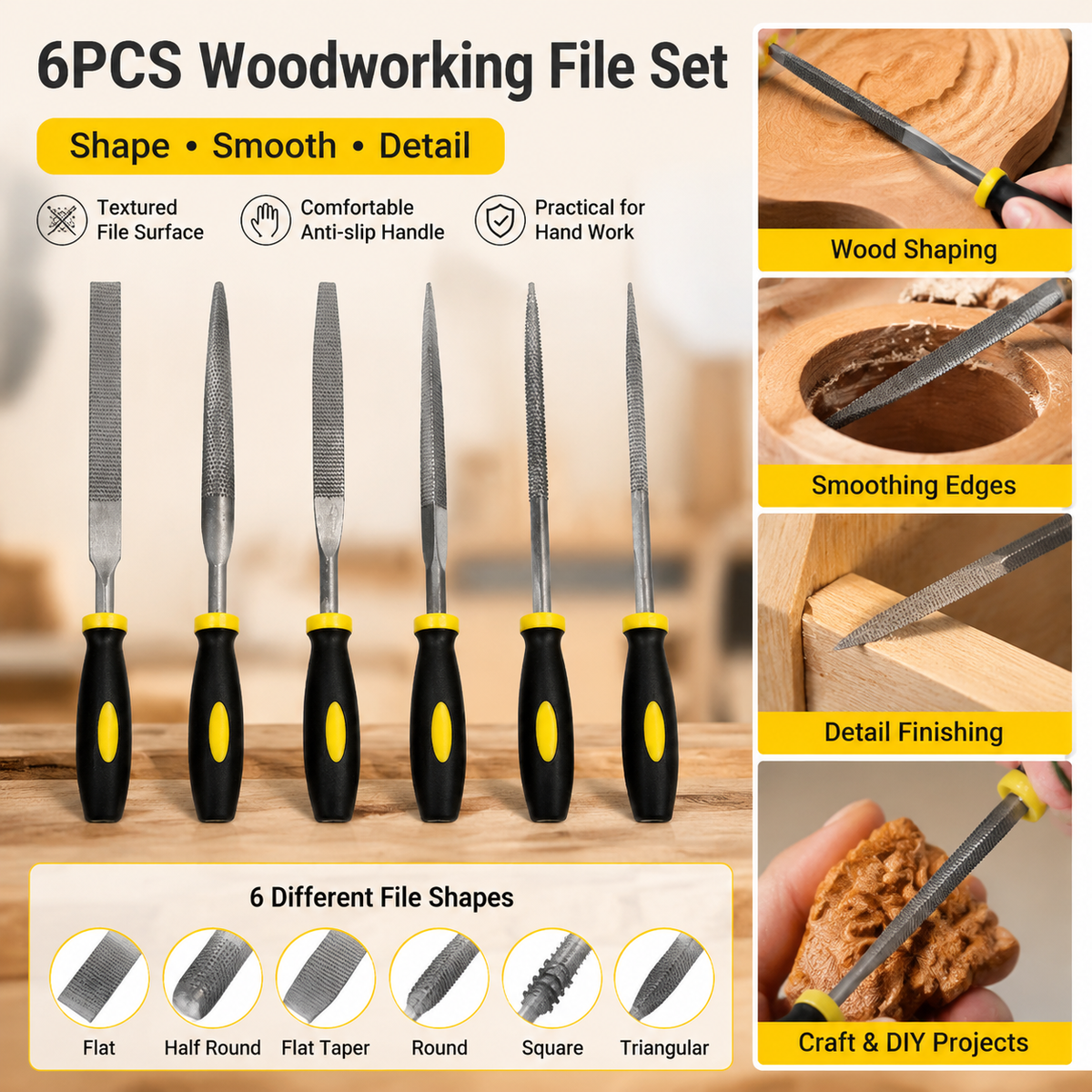 Ensemble de 6 limes à bois en  - Woodworking Files And Rasps avis et prix